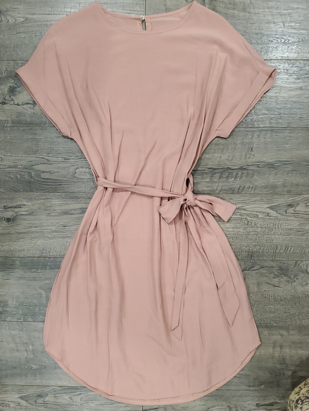 SHEIN Dusty Rose Tie-Waist Mini Dress